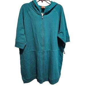 Women's Covington SS Hooded Full Zip Sweatshirt Green Size XL Draw Waist Pockets